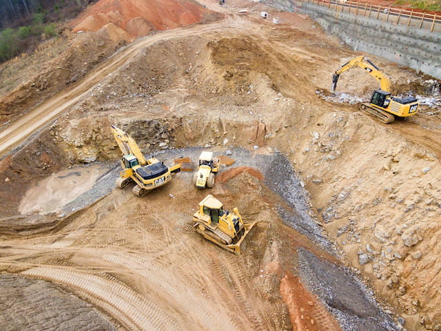 Construction machinery working on a jobsite