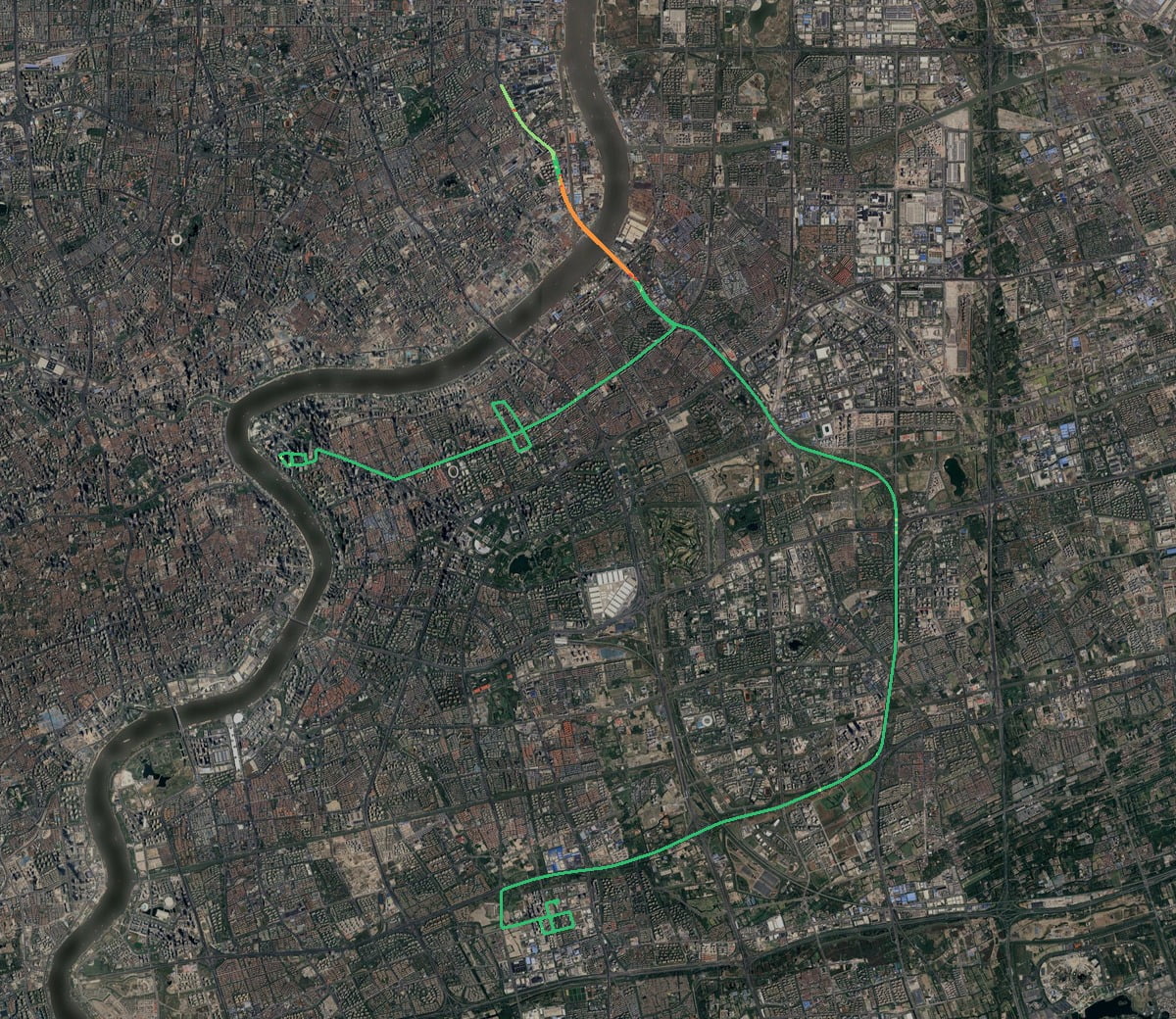 GT-02 route overview for the K16 and K35 GNSS Ground Truth field test